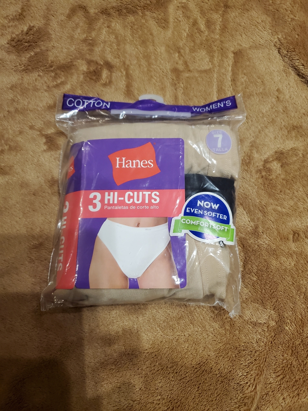 Hanes Women's Hi-Cut Briefs Pack – Beige & Black Size 7